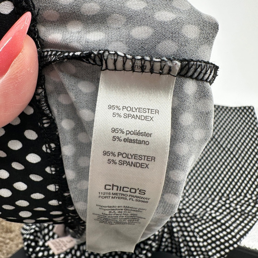 Chicos Easywear Polka Dot Straight Leg Pants Black White Elastic Waist Size 3 XL - Picture 4 of 10